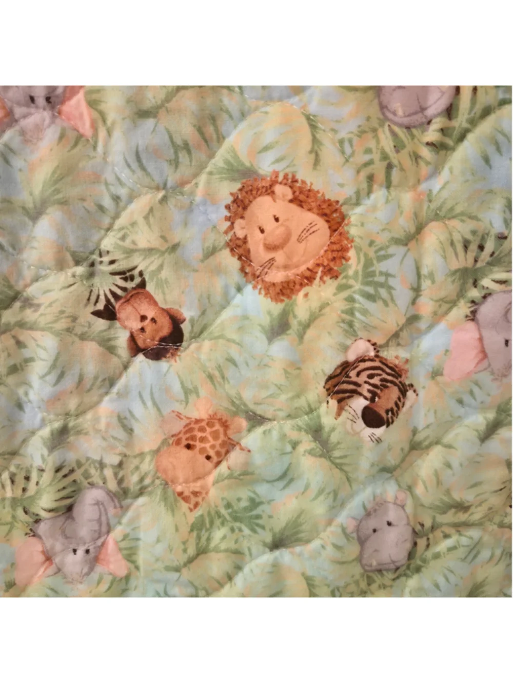Handmade Baby Quilt Safari Jungle Animals Giraffe Elephant Lion Satin